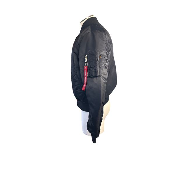 NWT Men M Alpha Industries Alpha Ma-1 Flight Jacket Bomber Coat Black Reversible - Picture 5 of 9